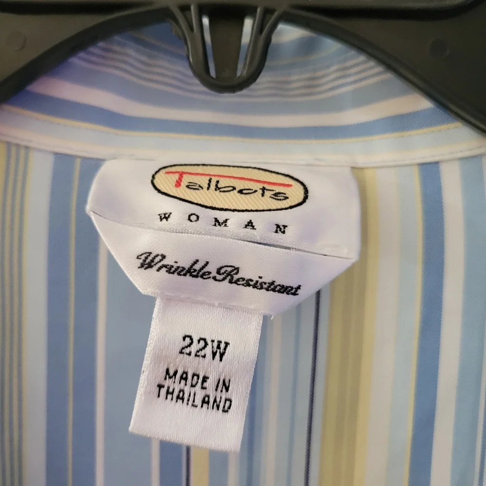 Talbots Blue and Yellow Striped Women's Top - Picture 4 of 4